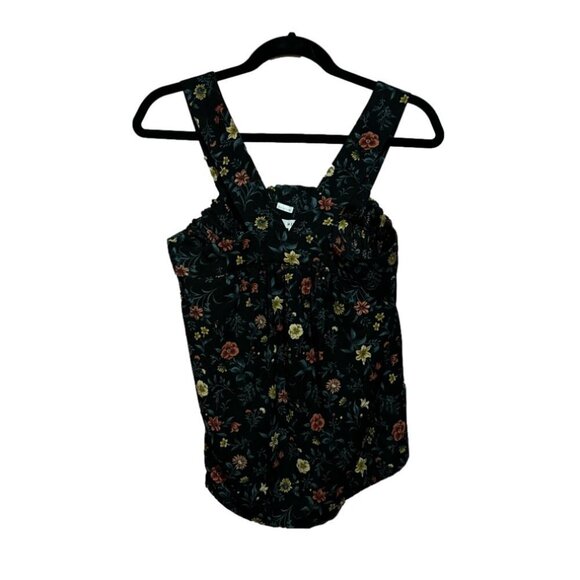 Mine Tank Top Pink White Floral Print Ruffled Straps - Picture 1 of 3
